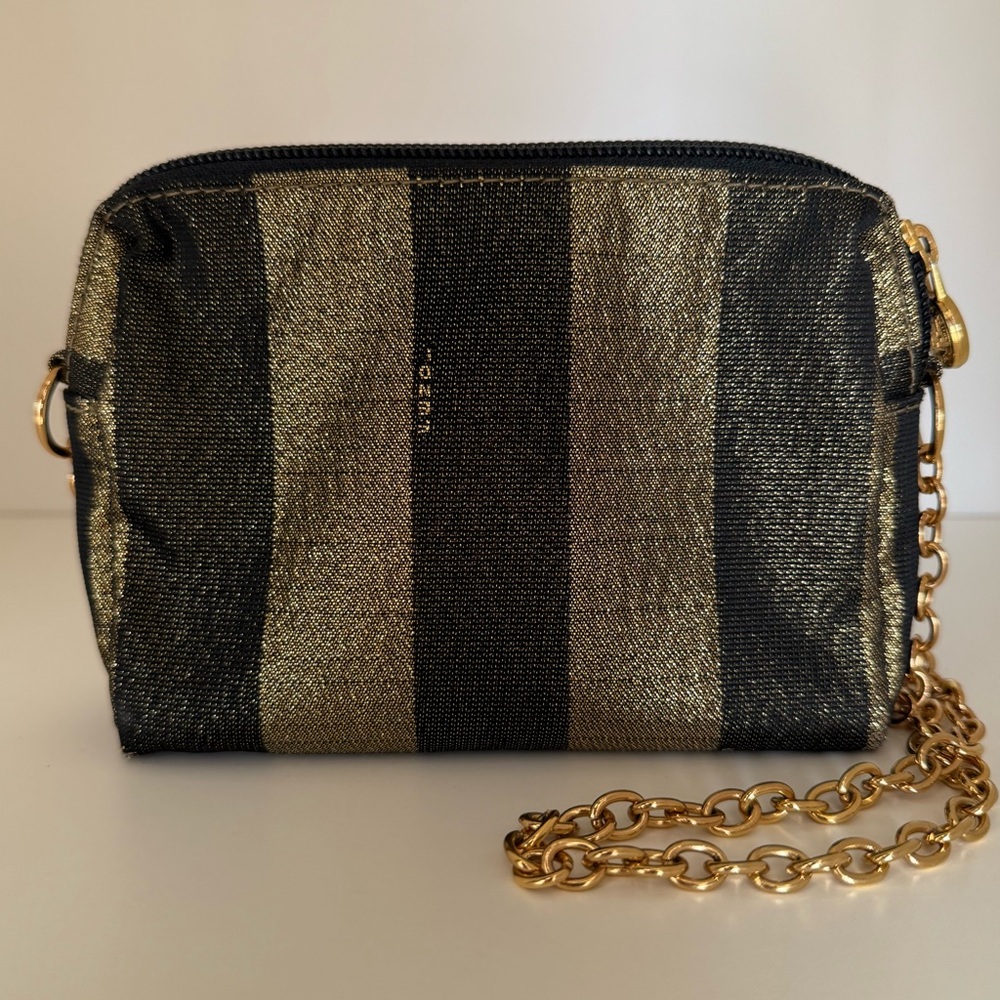 Vintage Fendi Roma small fabric pouch handbag on chain